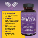 Viva Naturals ingredientes agrupados con jengibre, vitamina C y zinc visibles