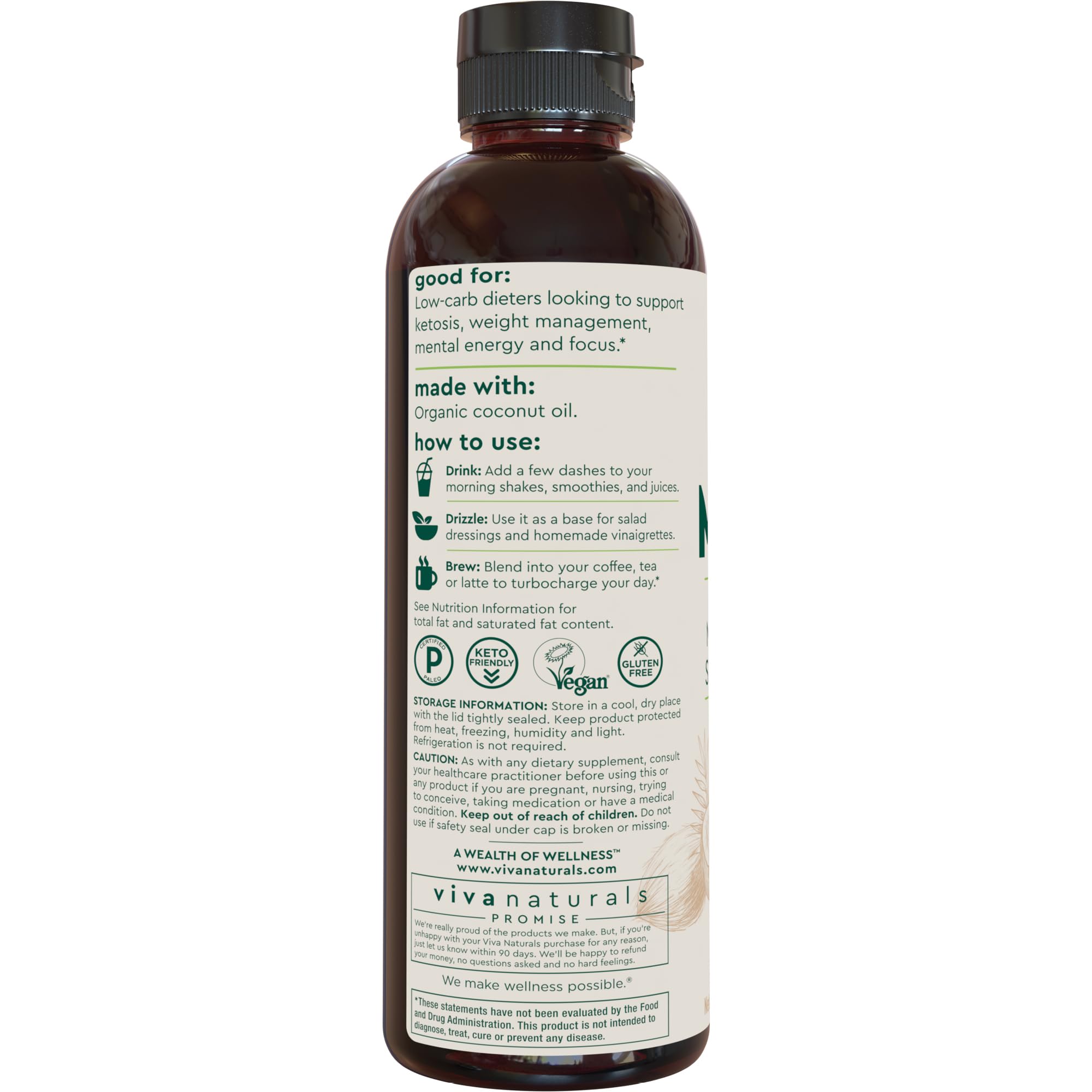 Viva Naturals etiqueta con sellos USDA Organic y Non-GMO visibles