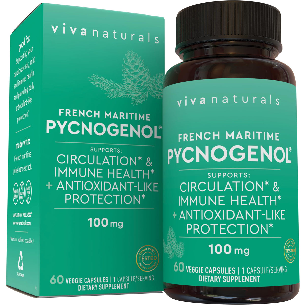 Viva Naturals frasco delantero mostrando etiqueta y calidad del producto