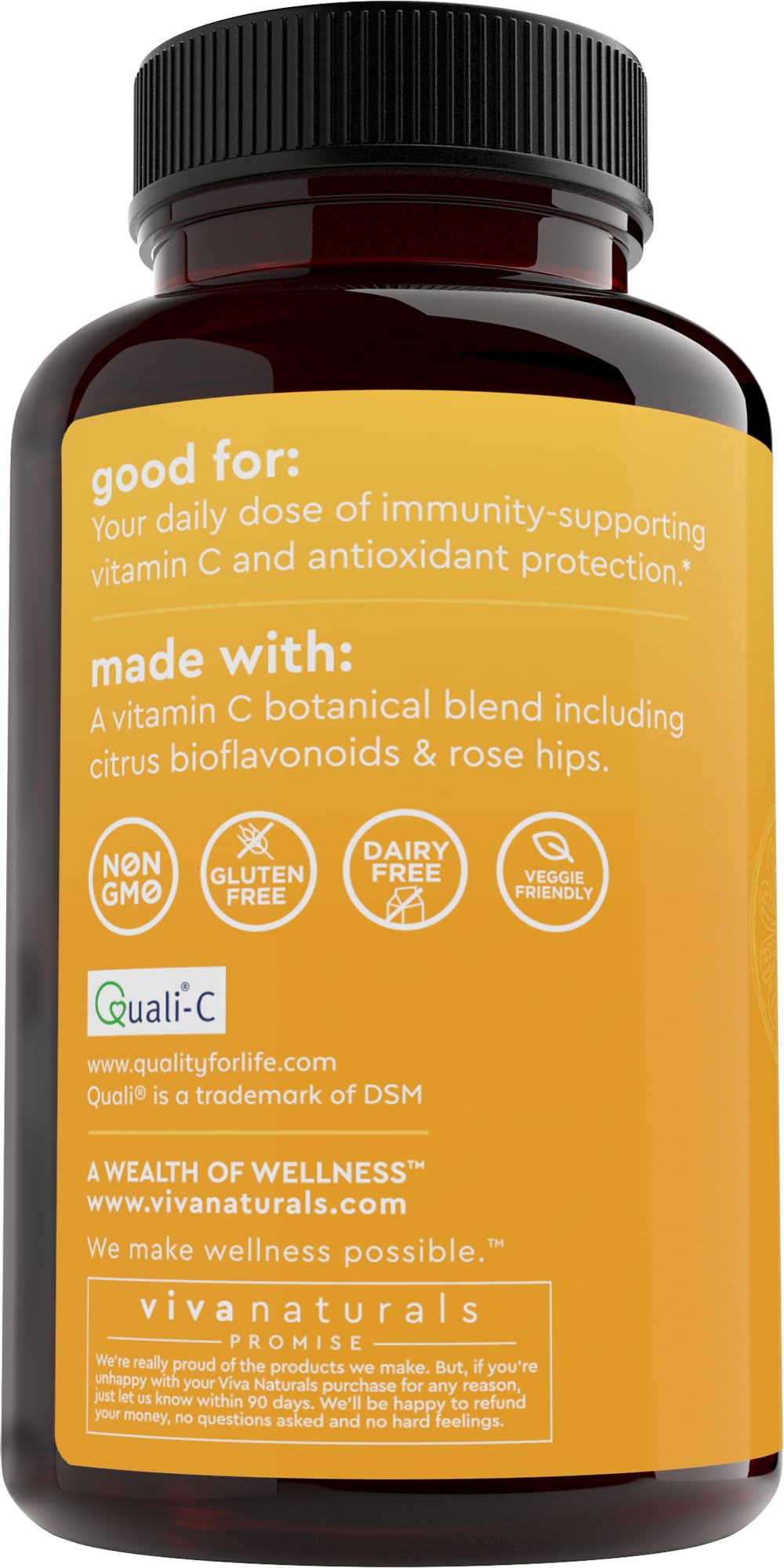 Viva Naturals etiqueta con ingredientes y certificados legibles