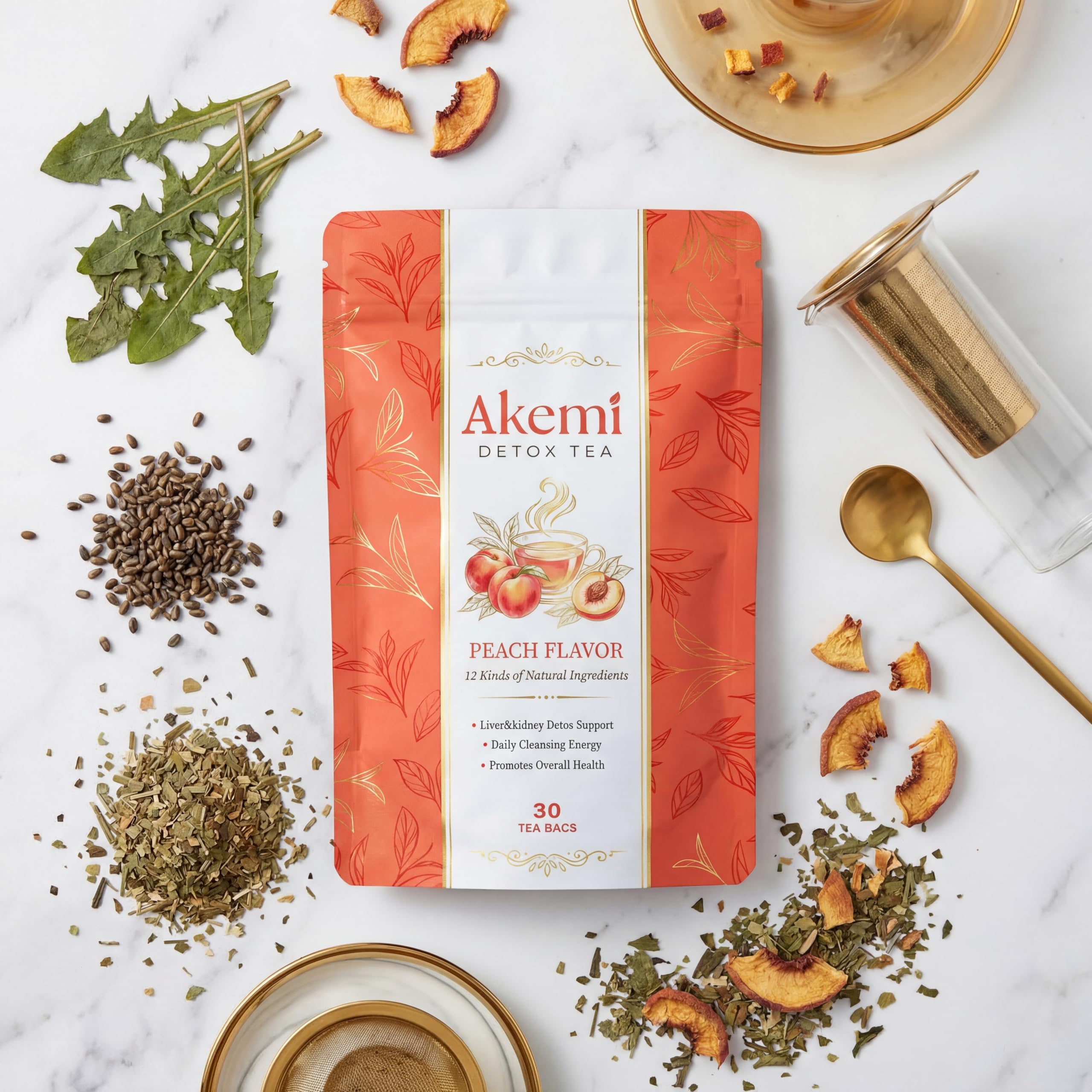 VivaMelhor Akemi primer plano de hojas mixtas destacando ingredientes naturales