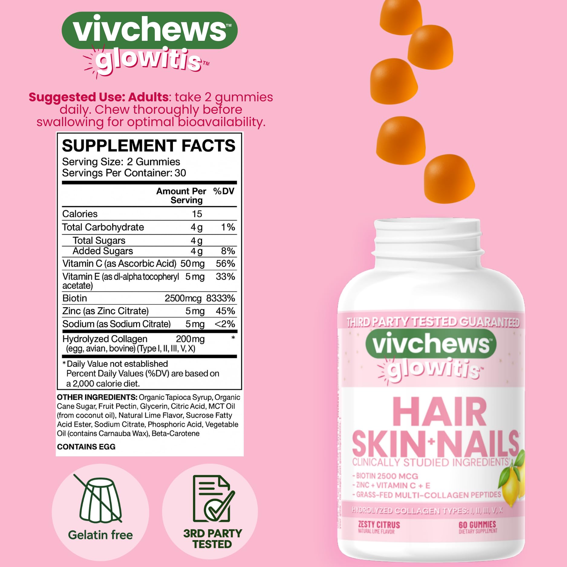 vivchews etiqueta con ingredientes y tabla nutricional, transparencia informativa