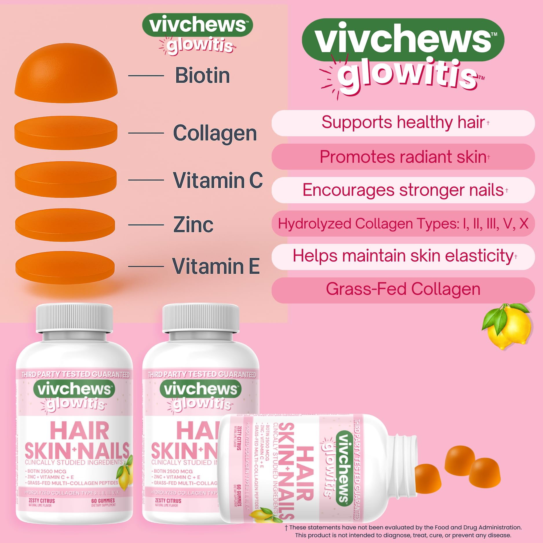 vivchews primer plano de gomitas textura y color cítrico, atractivo y apetitoso