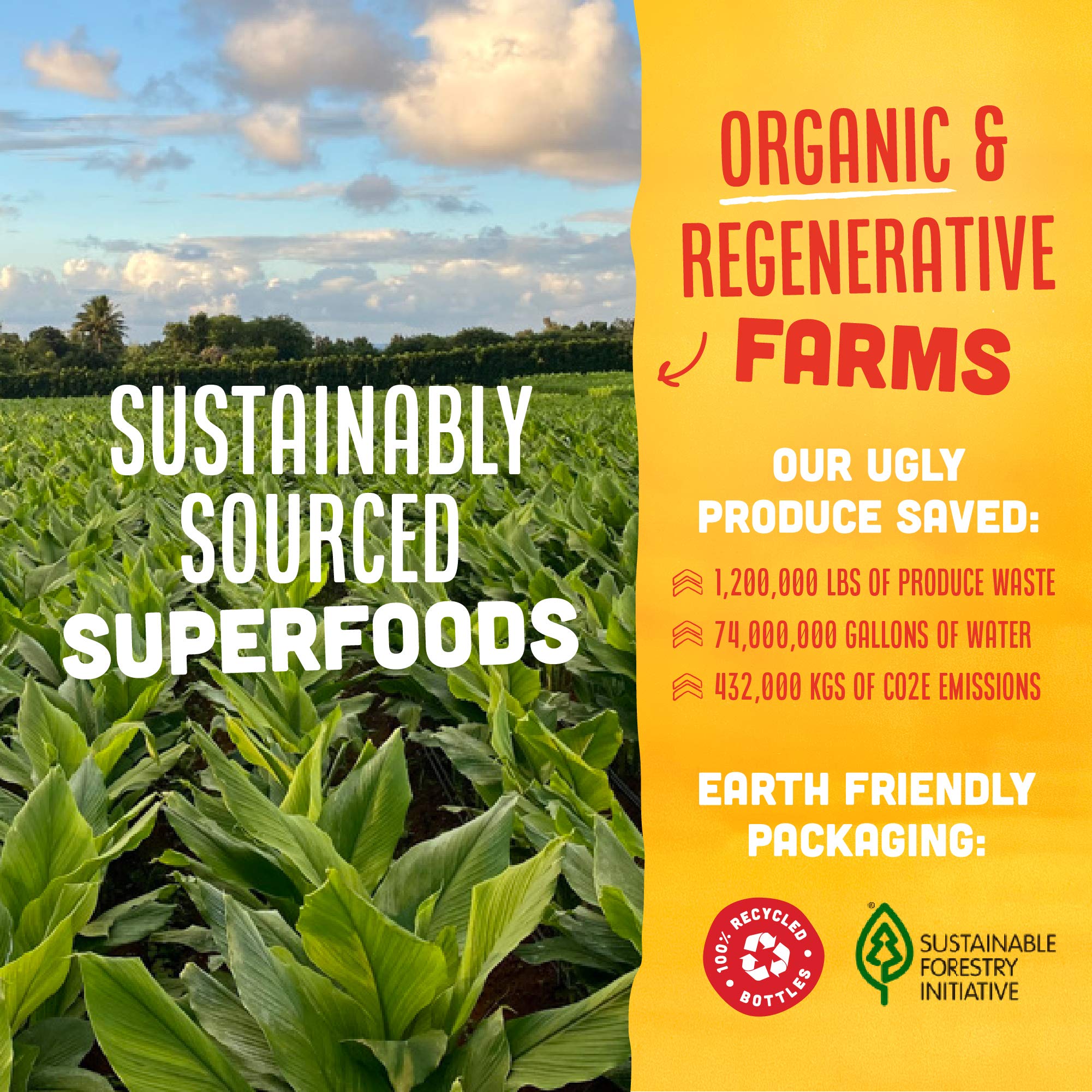 Vive Organic etiqueta con lista de ingredientes orgánicos y certificados visibles