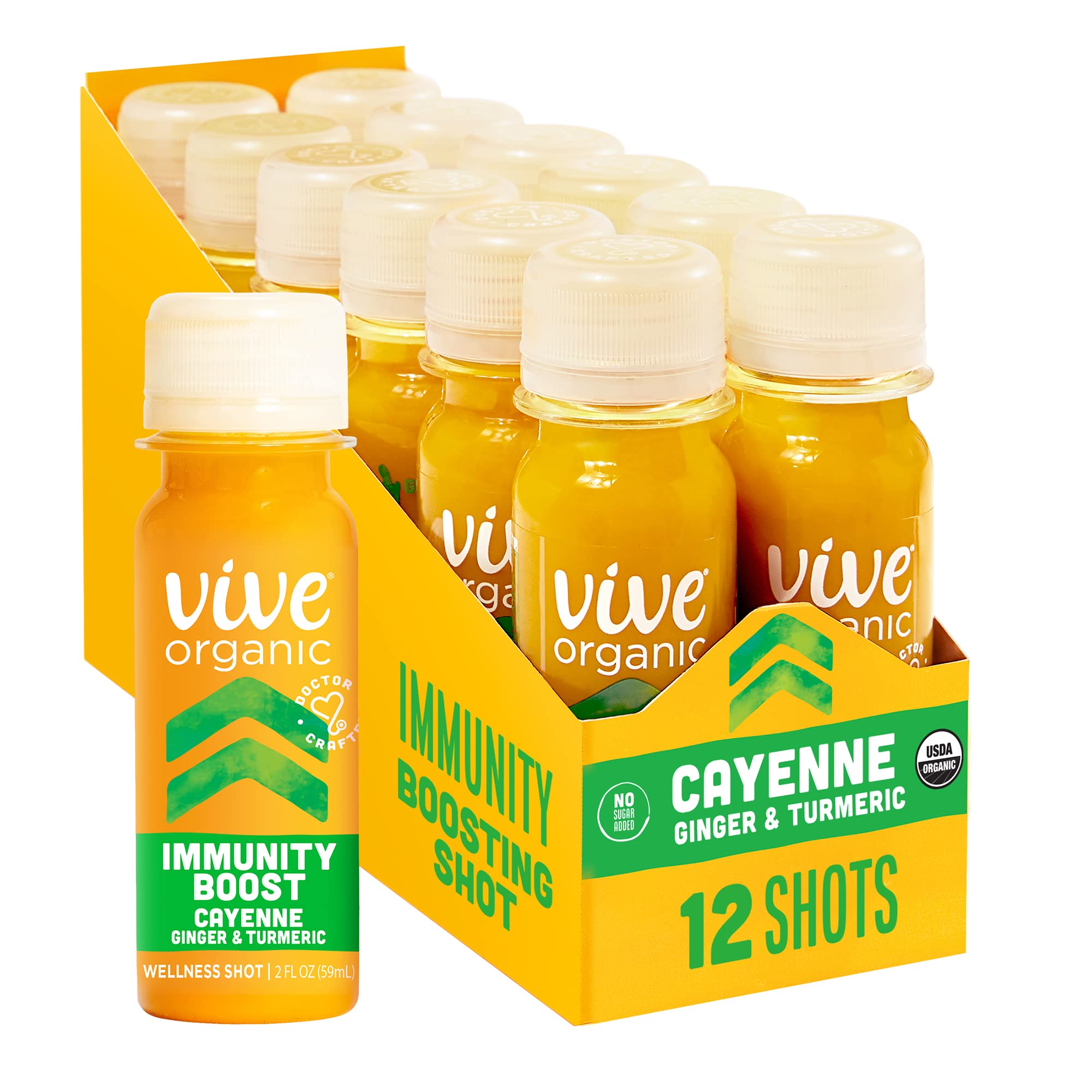 Vive Organic frontal del pack de shots mostrando envase y tamaño, ideal para llevar
