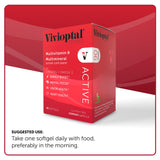 Vivioptal Active persona tomando softgel para energía diaria