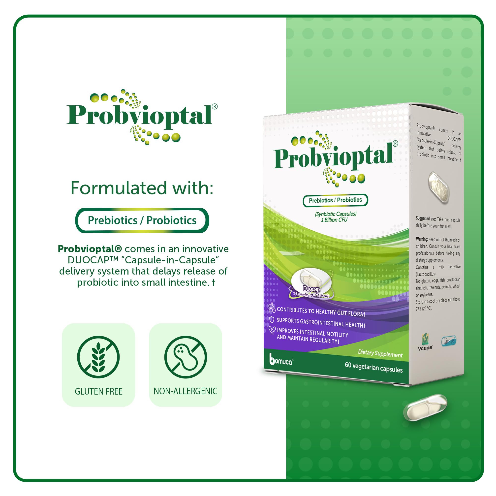 Vivioptal Probvioptal comparación de tamaño de cápsula para dosificación sencilla
