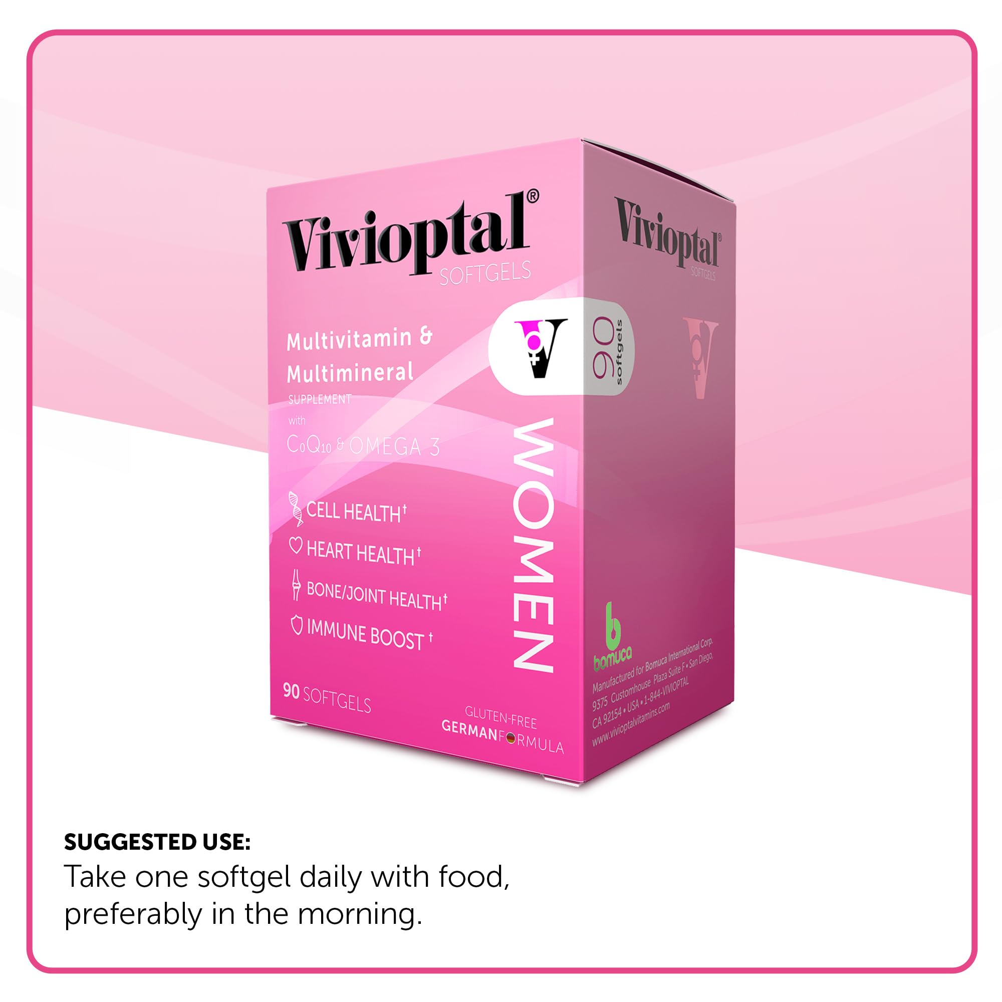Vivioptal Vitamins softgel en mano para comparar tamaño y facilidad