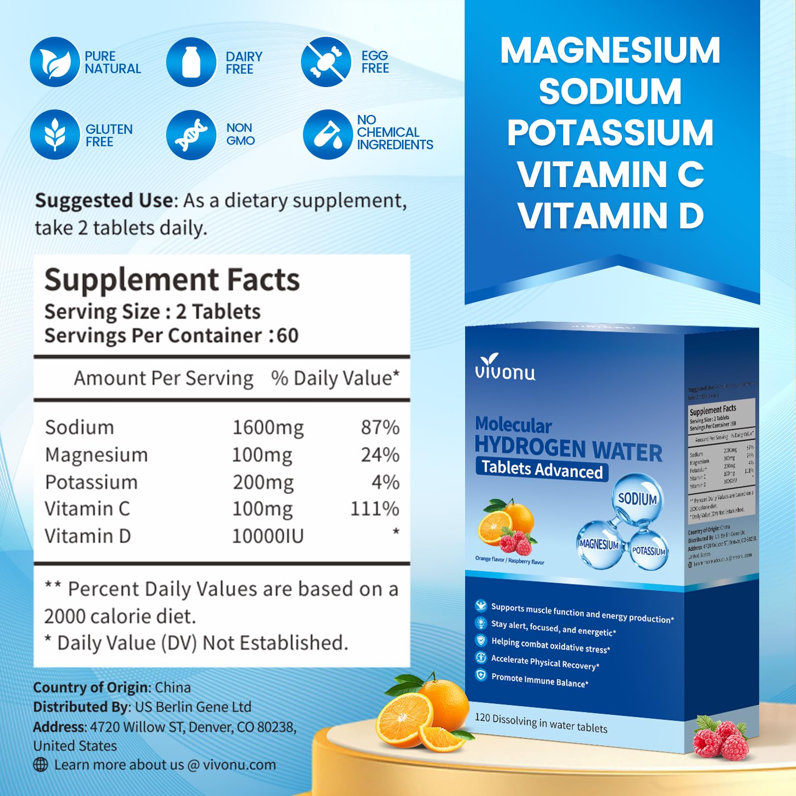 VivoNu etiqueta nutricional ampliada con lista de magnesio y electrolitos