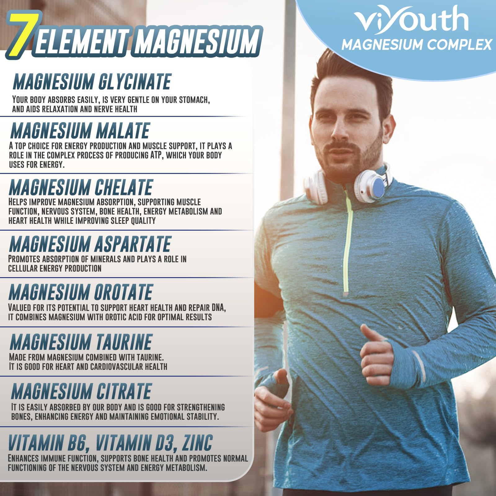 VIYOUTH listas de siete formas de magnesio y beneficios variados