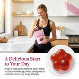 Vlsdoin ingredientes berry frescos junto a las gomitas mostrando sabor natural