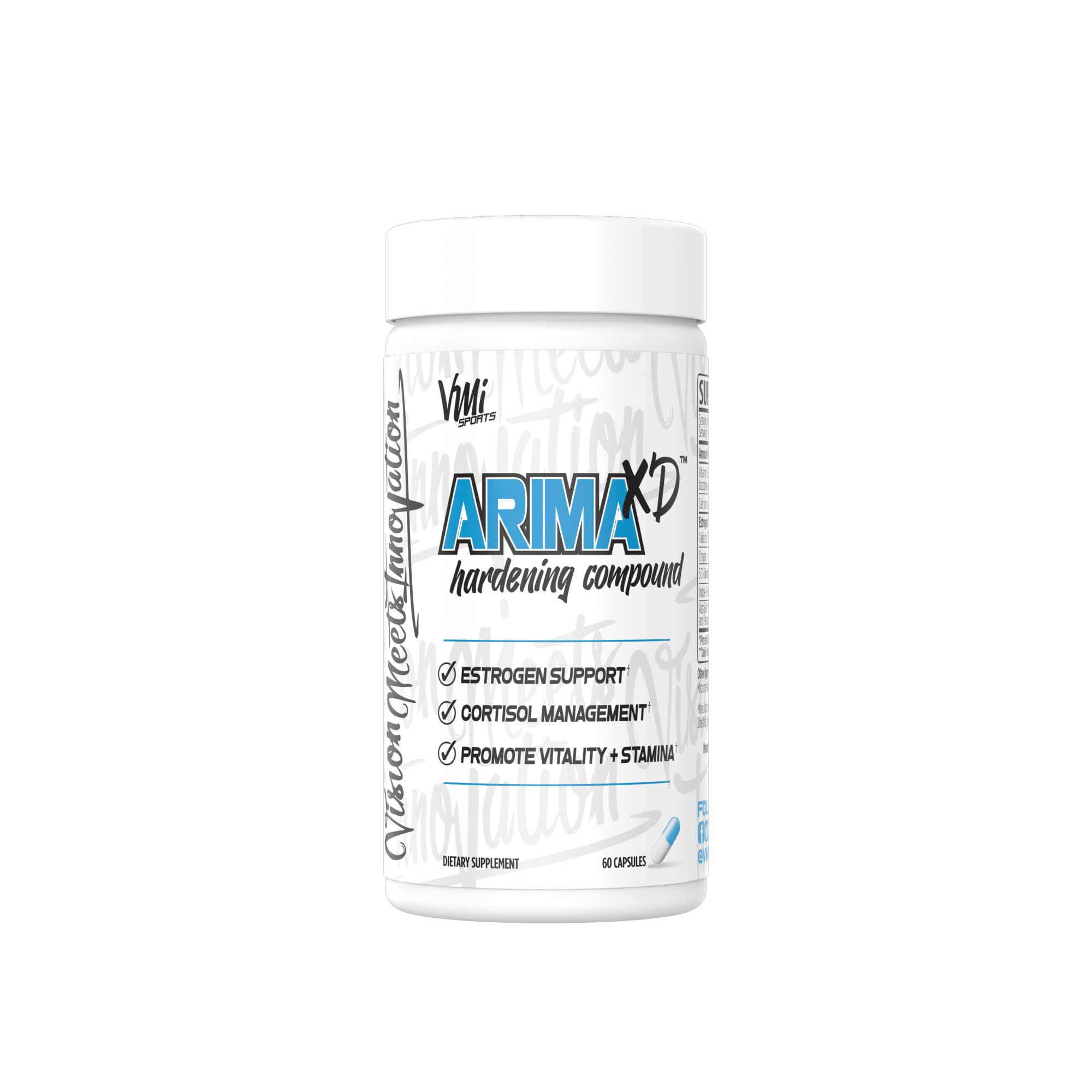 VMI Sports frasco Arima-XD vista frontal con etiqueta clara y beneficio de equilibrio hormonal