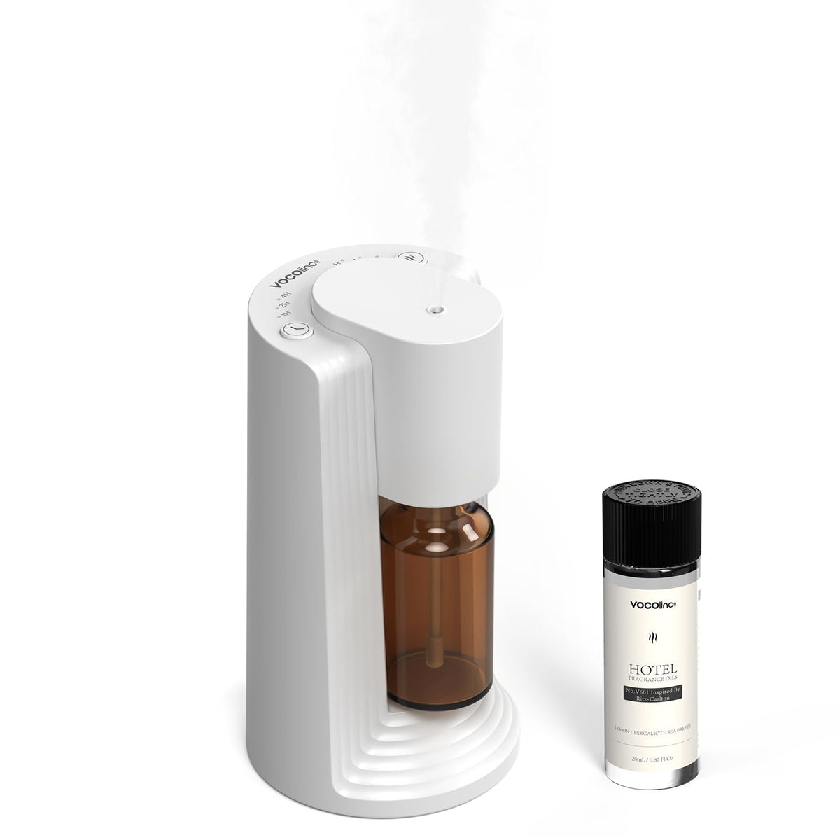 VOCOlinc difusor frontal blanco mostrando diseño compacto y moderno