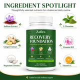 VOKOZK Zafira Organics jengibre y azafrán que ilustran ingredientes naturales