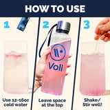 Voli Wellness estilo de vida en playa resaltando hidratación portátil