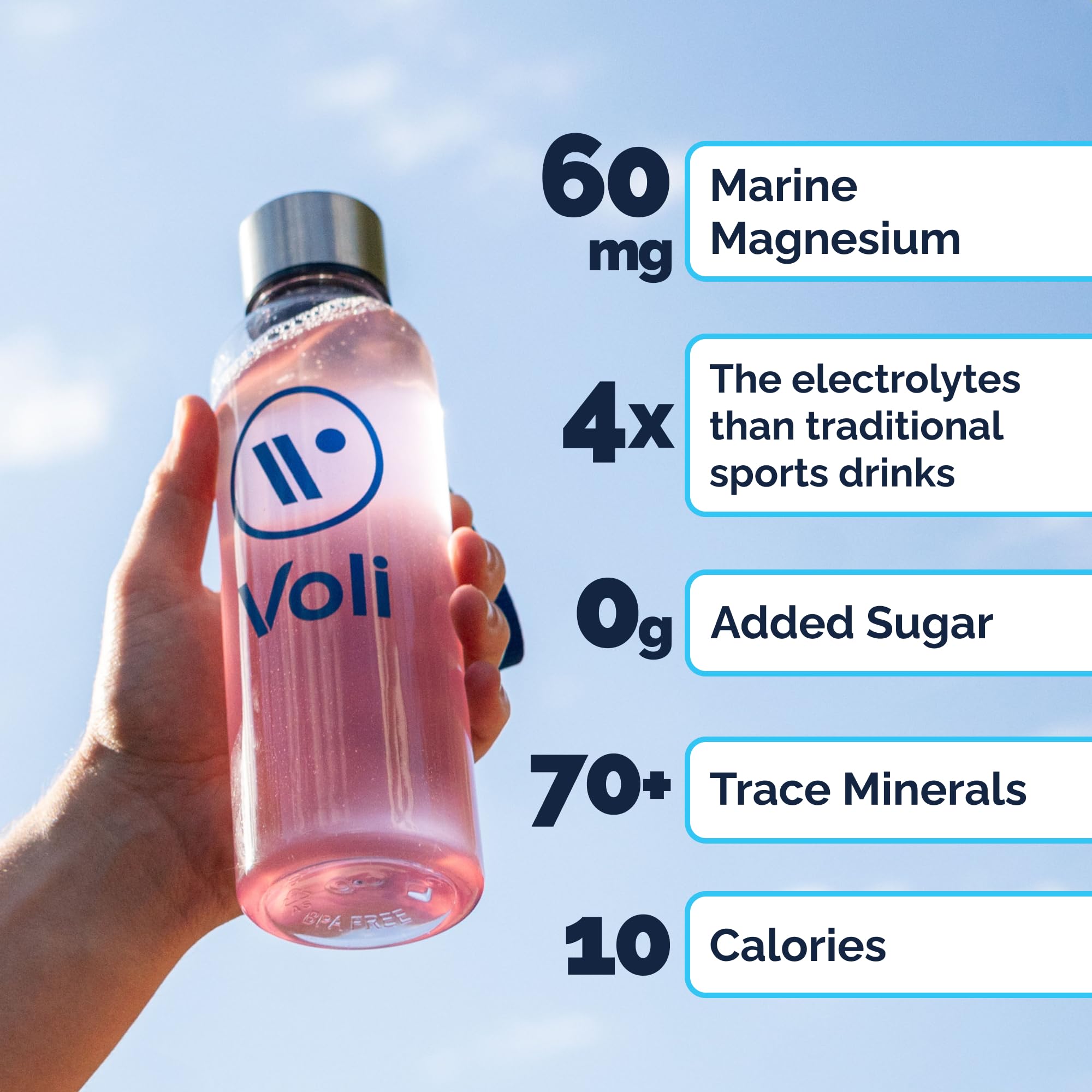 Voli etiqueta con lista de ingredientes naturales y minerales traza