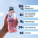 Voli etiqueta con lista de ingredientes naturales y minerales traza
