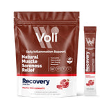Voli Wellness empaque frontal Pacific Pomegranate mostrando formato de 15 sobres y beneficio recuperativo