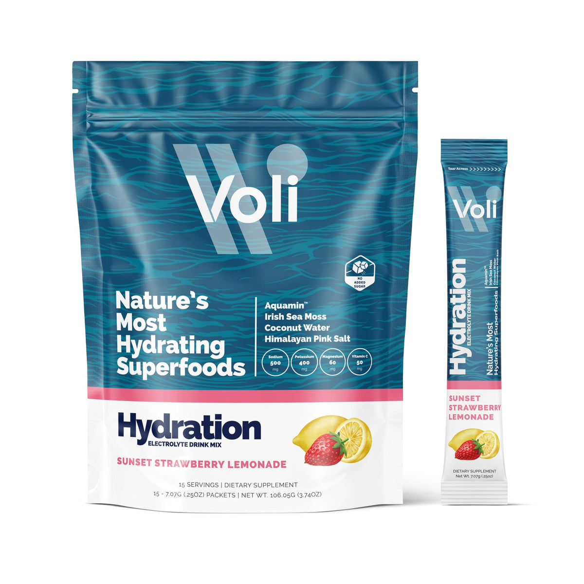 VOLI WELLNESS frente del empaque mostrando 15 sobres y beneficio de conveniencia