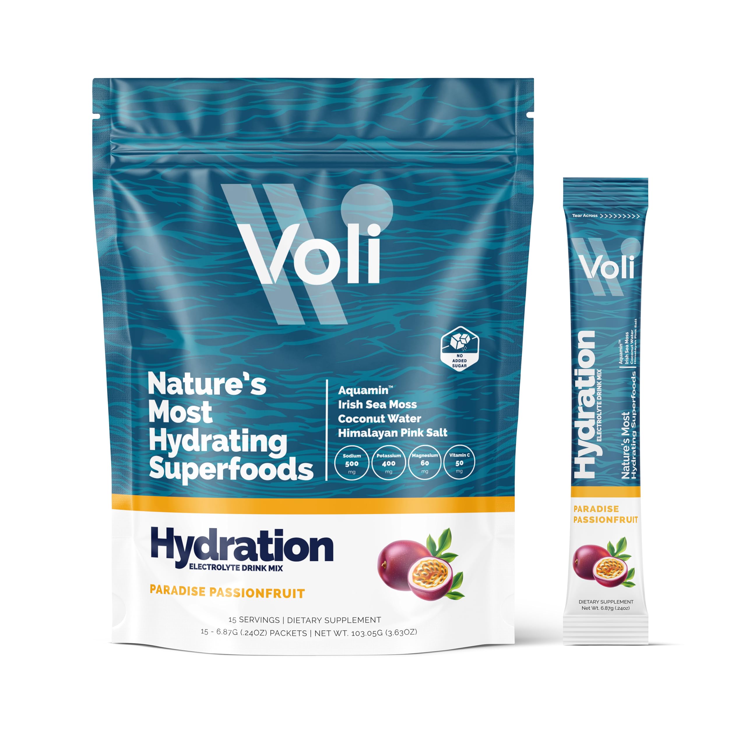 VOLI WELLNESS frente del sobre muestra cómodos paquetes individuales y beneficios