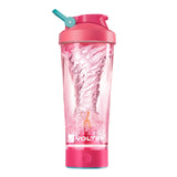VOLTRX VortexBoost frente rosa mostrando cuerpo Tritan y tapa hermética beneficios visuales