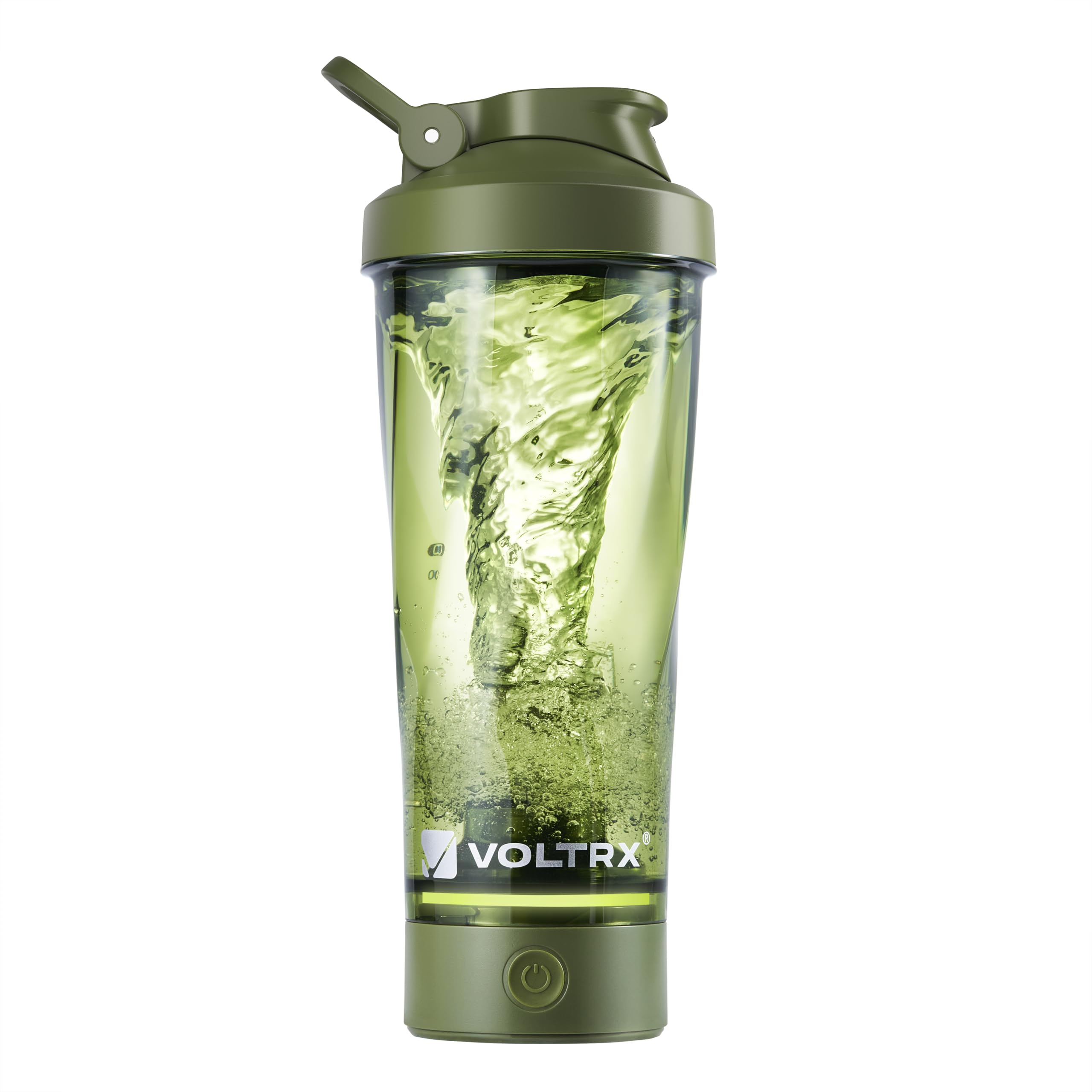VOLTRX botella VortexBoost frente y diseño ergonómico, mezcla rápida
