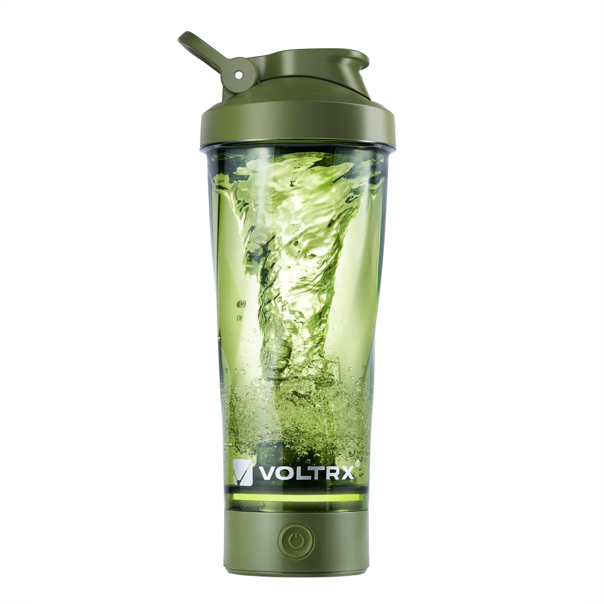VOLTRX botella VortexBoost frente y diseño ergonómico, mezcla rápida