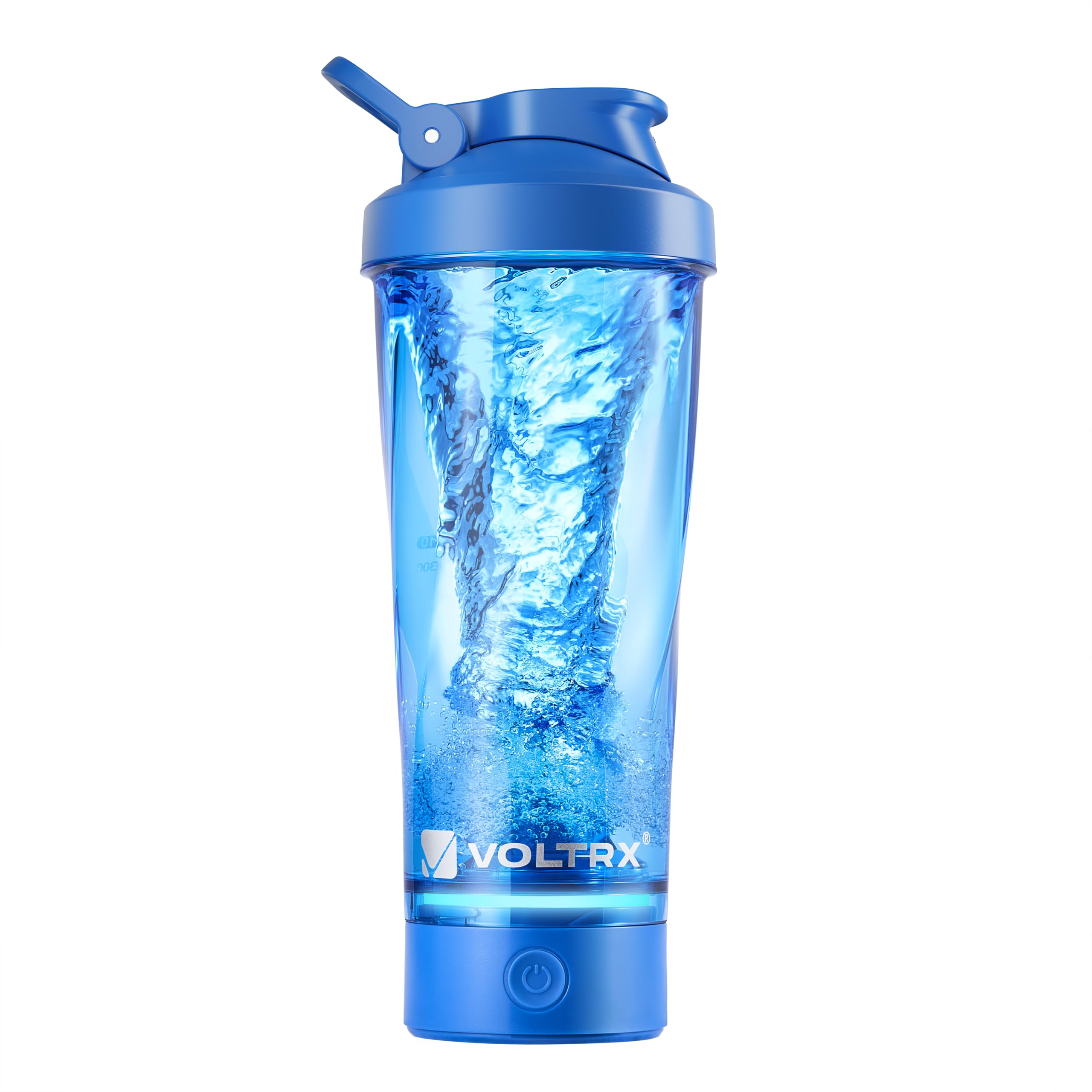 VOLTRX vaso frontal mostrando diseño llamativo y mezcla homogénea