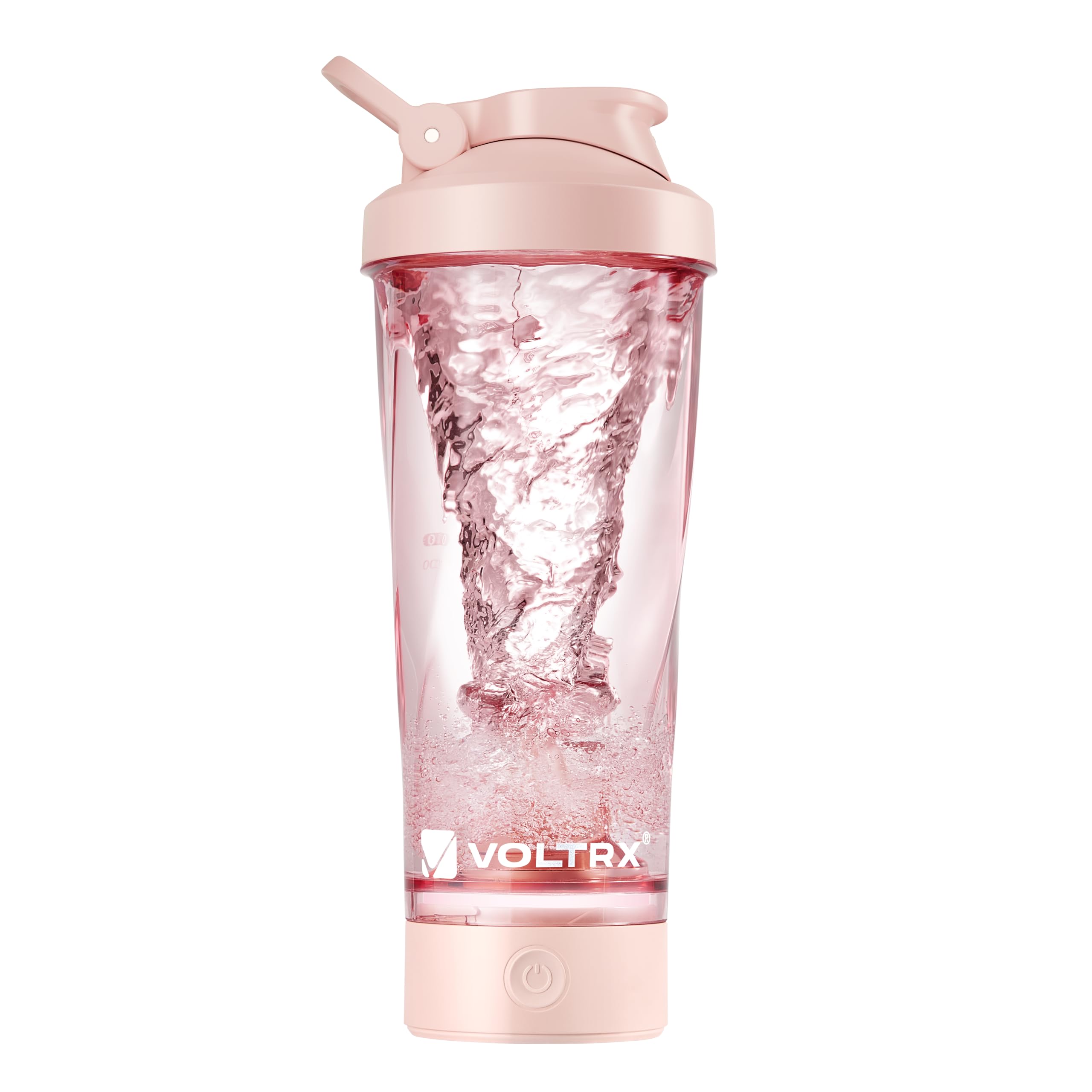 VOLTRX VortexBoost vista frontal rosa, diseño portátil y mezcla rápida