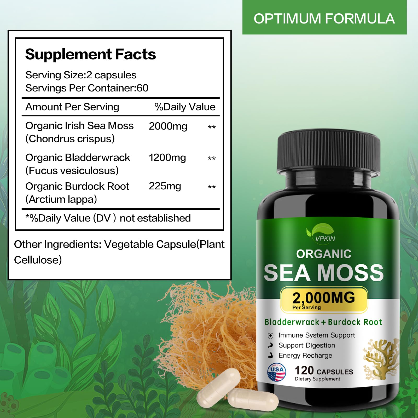VPKIN cápsula abierta mostrando polvo interior y absorción mejorada
