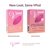 VPod colocado en ropa interior demostrando alivio discreto