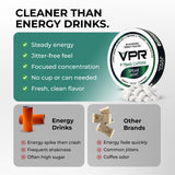 VPR caja abierta con pouches listos para llevar energía sostenida