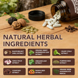 VSKZFSRY ingredientes ajenjo nogal y clavo sobre mesa natural