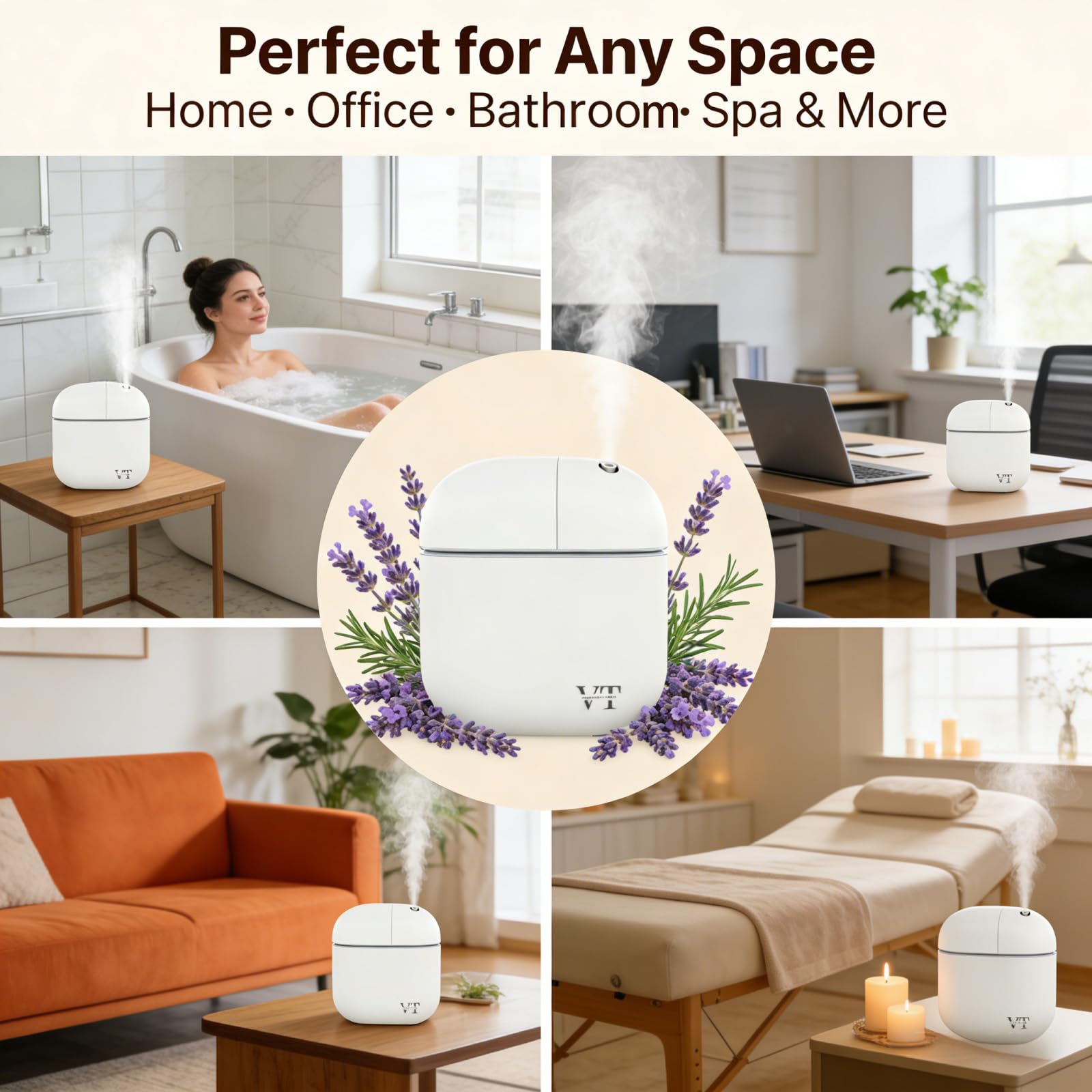 VT VERYSCENT TECH comparación de tamaño junto a objetos cotidianos para escala