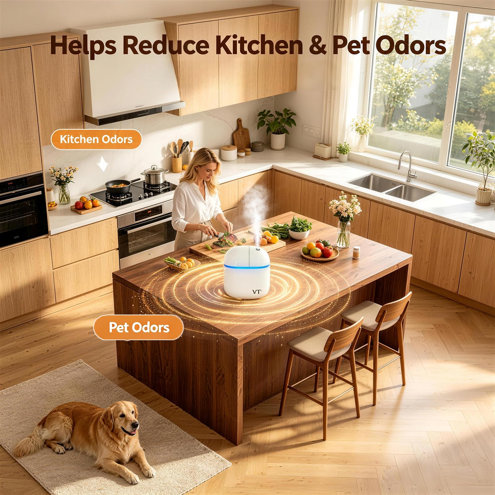 VT VERYSCENT TECH difusor colocado sobre mesa de oficina creando ambiente profesional