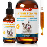 VUN frasco frontal L-lisina para gatos mostrando diseño y beneficio inmunitario