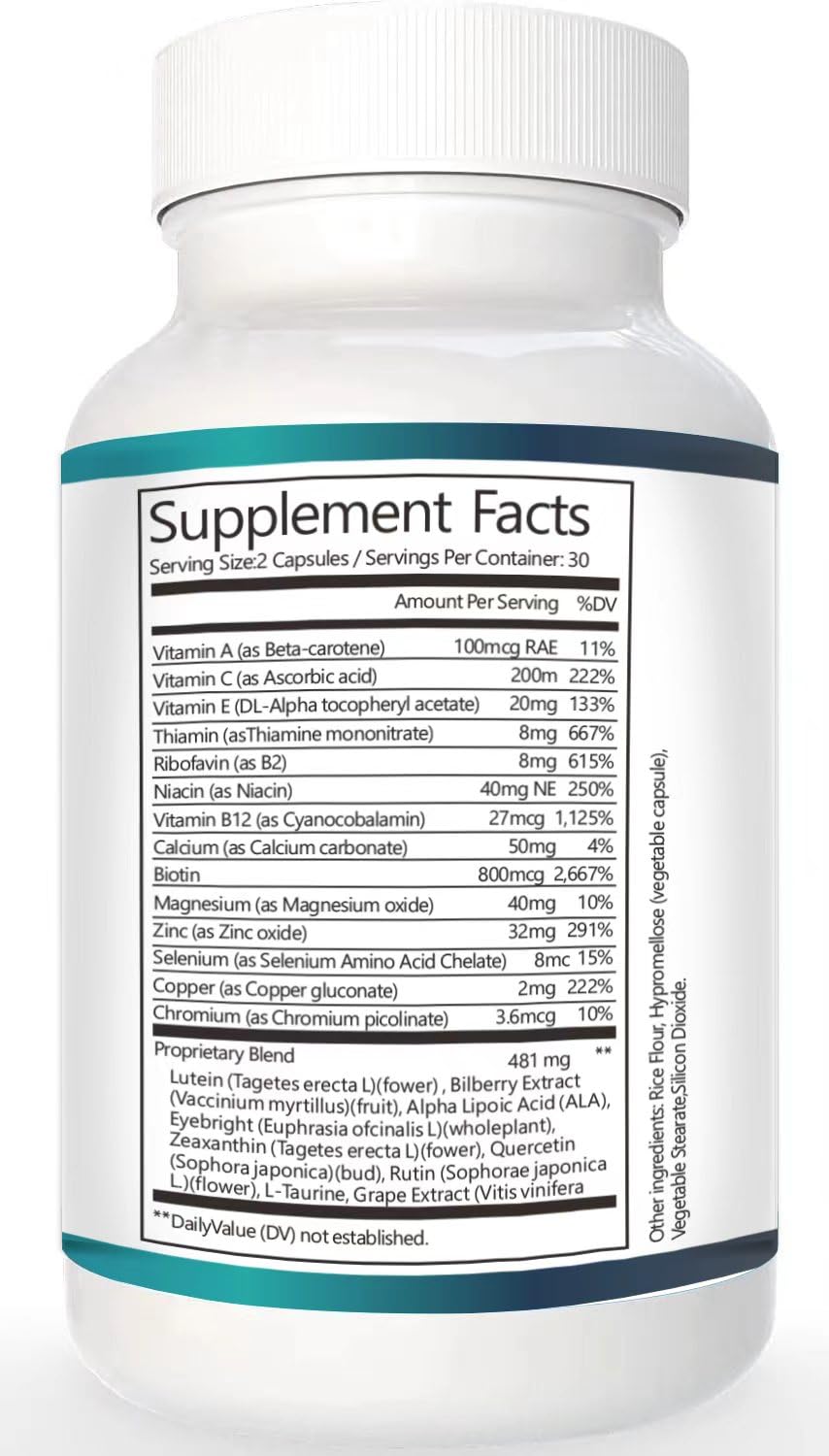 Vunexo etiqueta nutricional con detalle de vitaminas y minerales