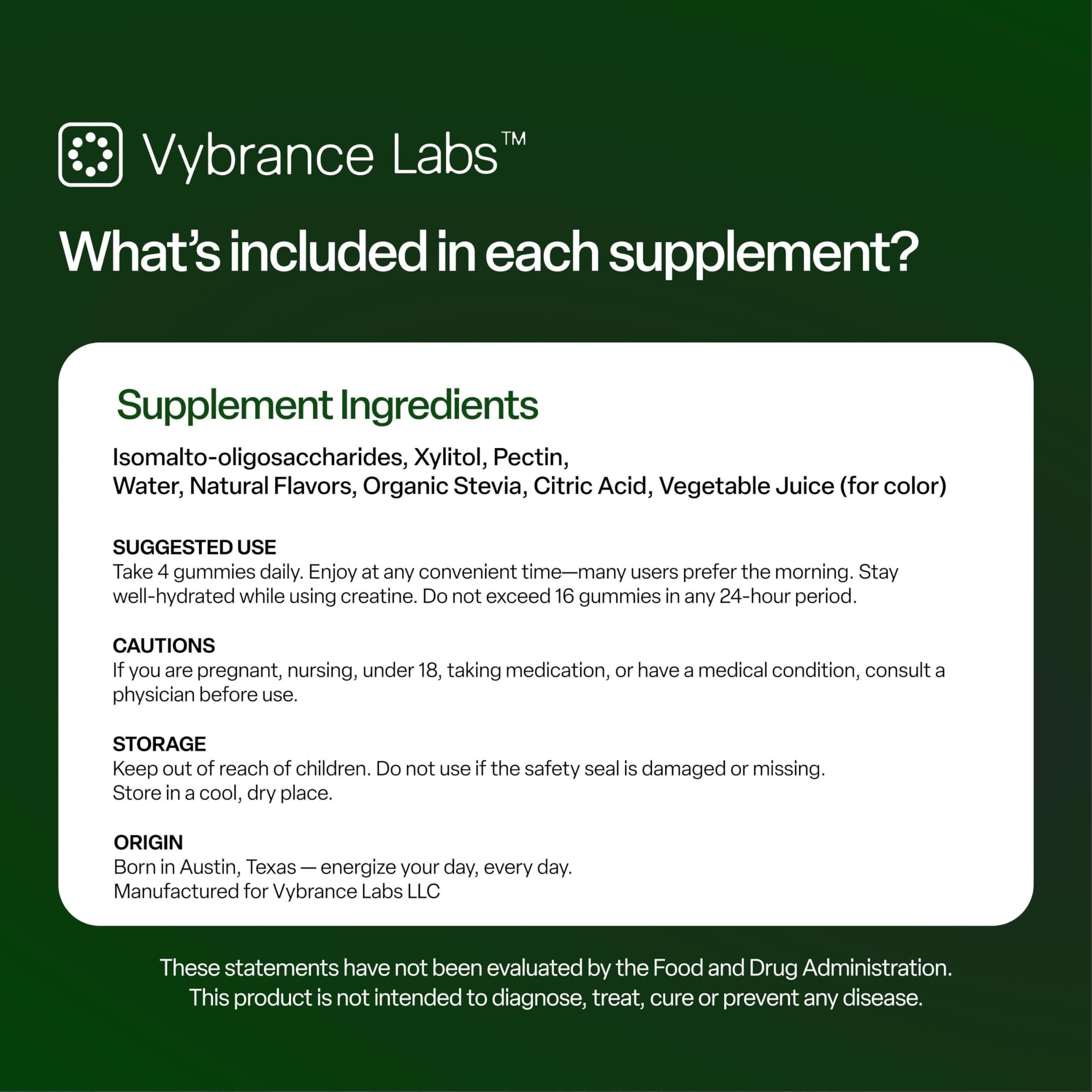 VYBRANCE LABS gominolas apiladas que muestran sabor manzana verde y conveniencia
