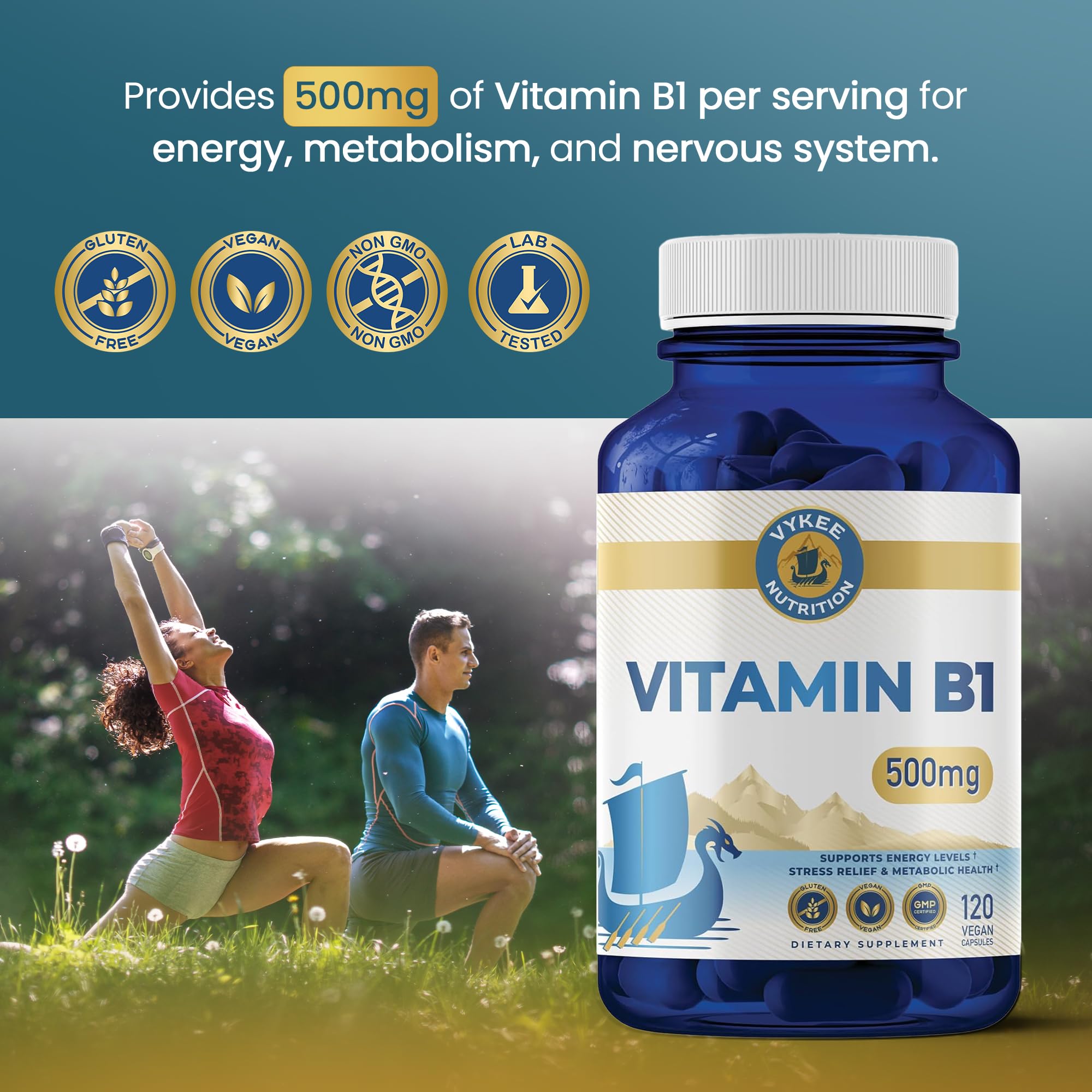 Vykee Nutrition cápsula en mano para comparar tamaño y facilidad de toma