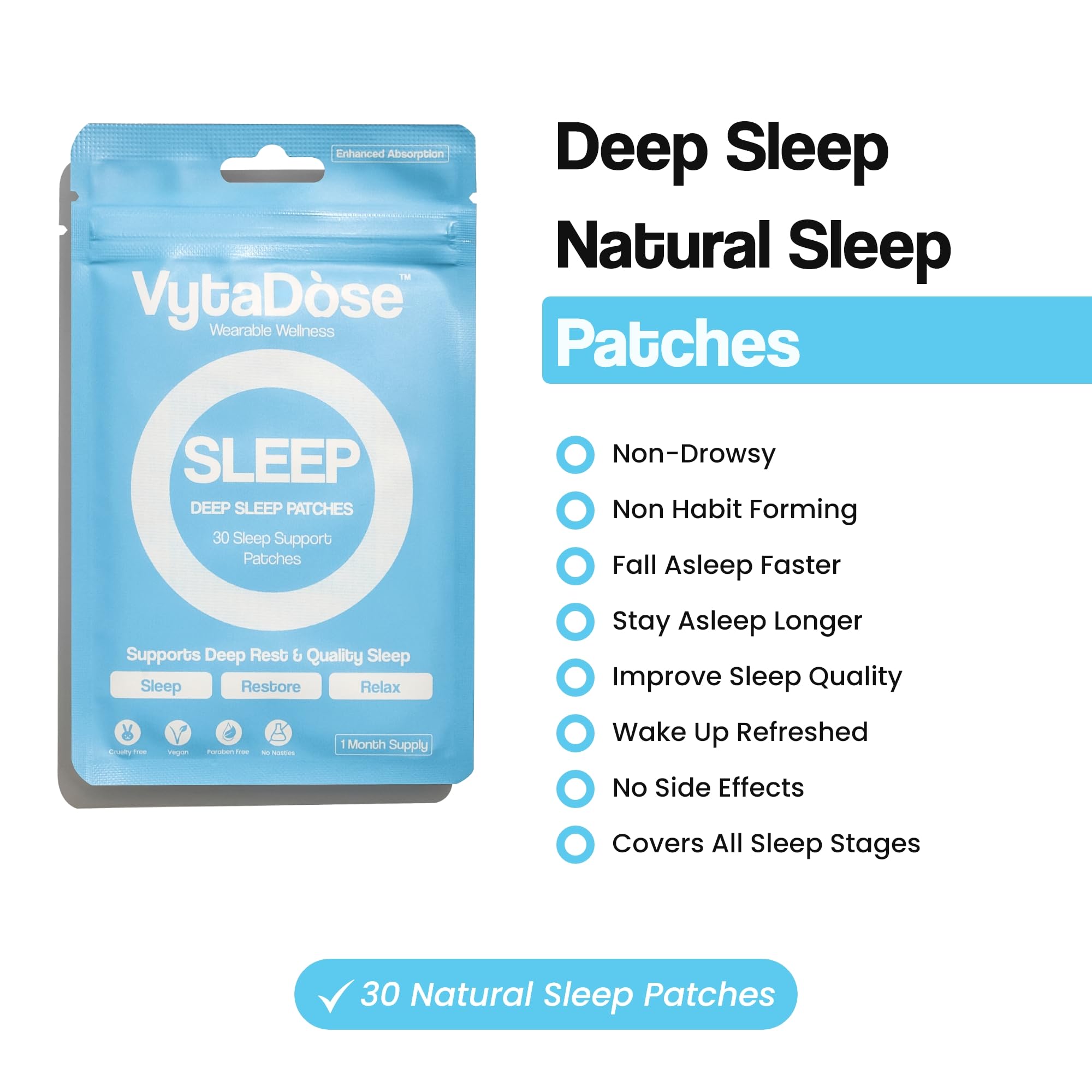 Vytadose parche siendo aplicado en el brazo para fácil uso nocturno