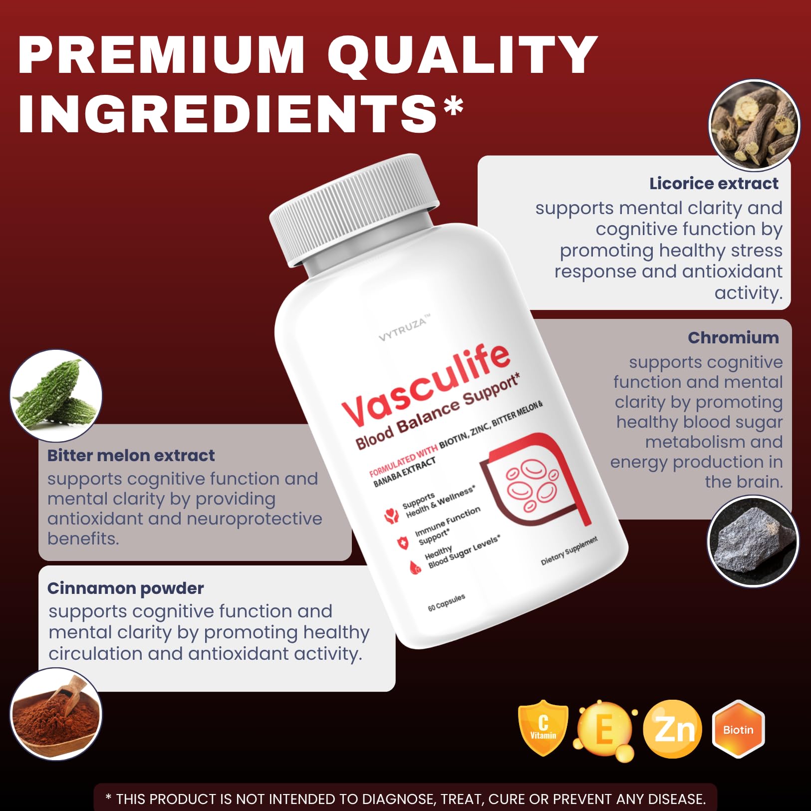 VYTRUZA frasco Vasculife junto a regla para comparar tamaño del producto