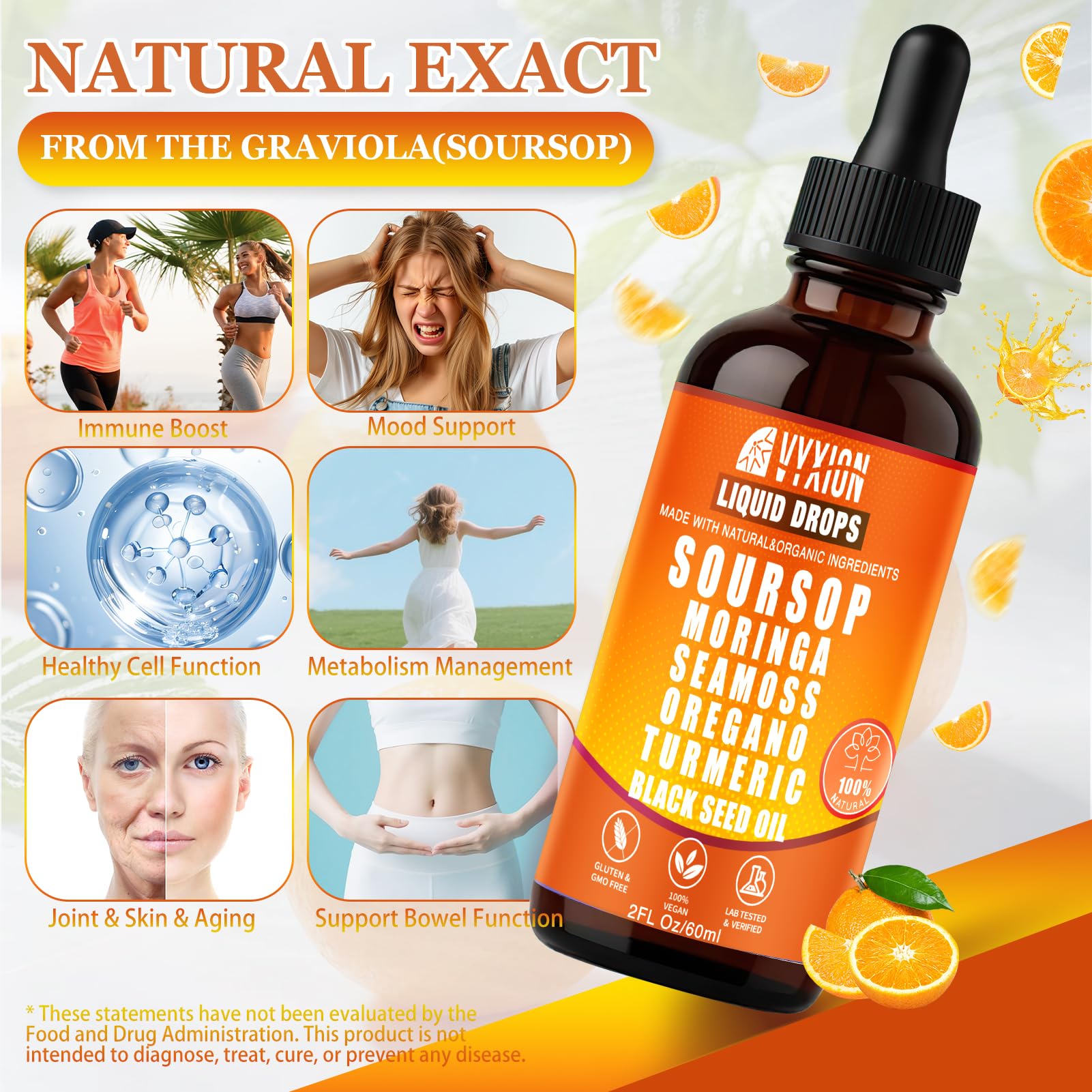Vyxion frasco en mano para comparar tamaño y contenido de 60 ml