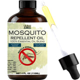 W4W botella frontal ámbar mostrando etiqueta, repeler insectos fácilmente