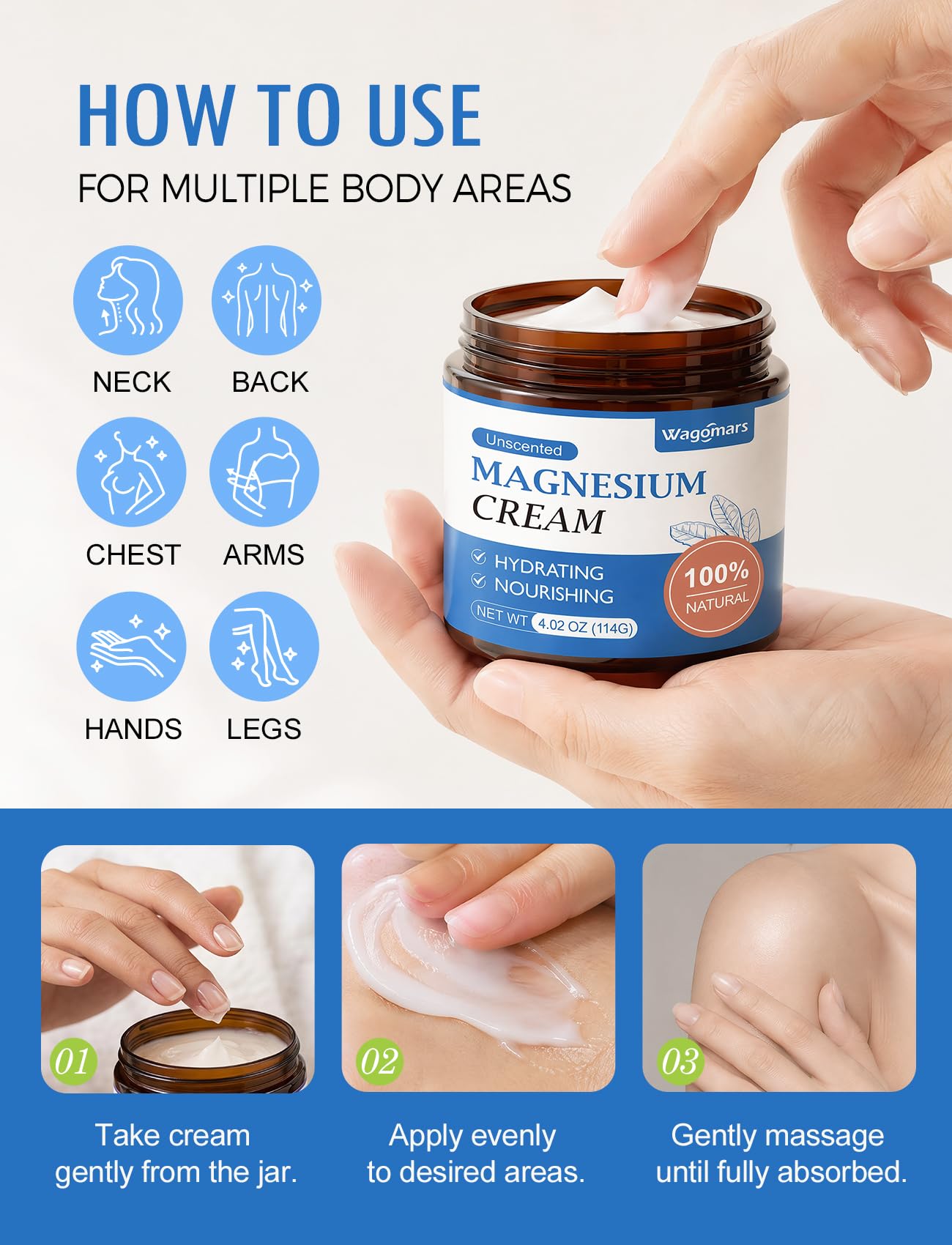 Wagomars familia usando crema, apta para niños y pieles sensibles