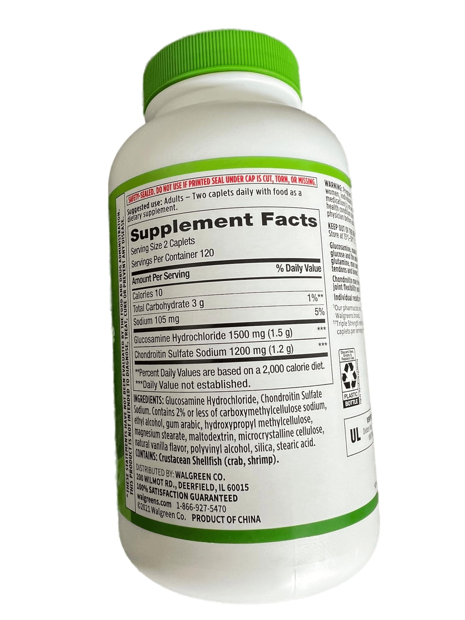 Walgreens primer plano de caplet destacando tamaño y fácil de tragar