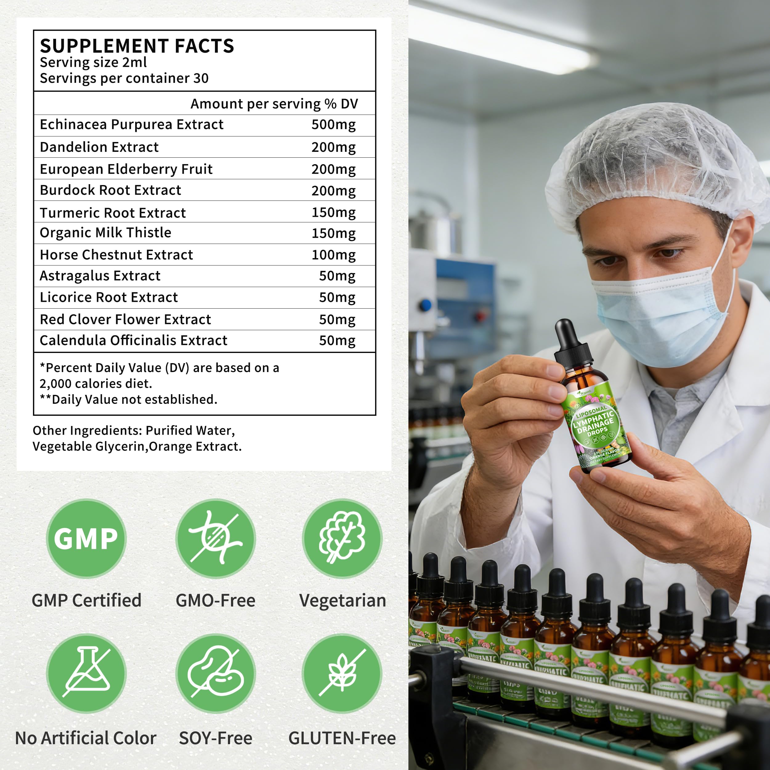 Wanish ingredientes naturales dispuestos para destacar fórmula botánica completa