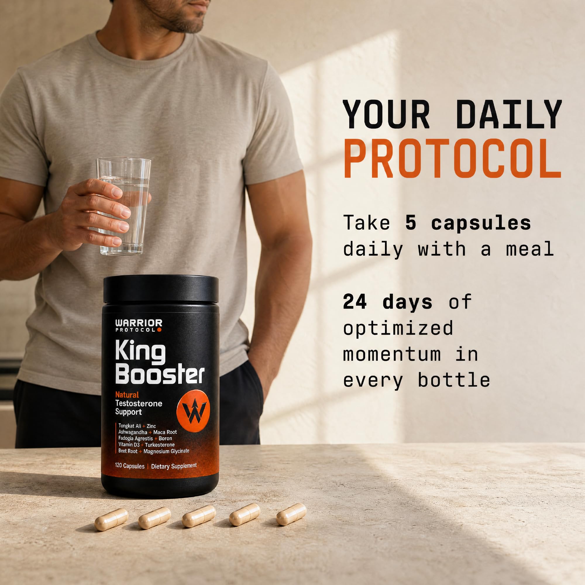 WARRIOR PROTOCOL hombre activo tras entreno energía y recuperación
