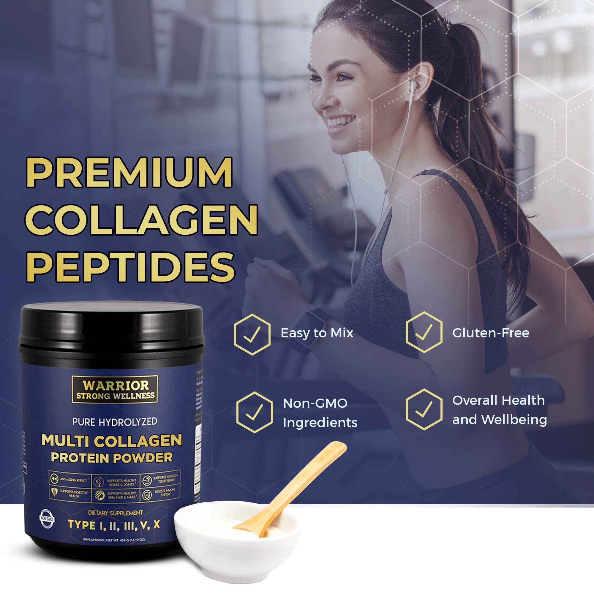 Warrior Strong Wellness batido proteico cremoso preparado con el colágeno, listo para consumo tras entrenamiento