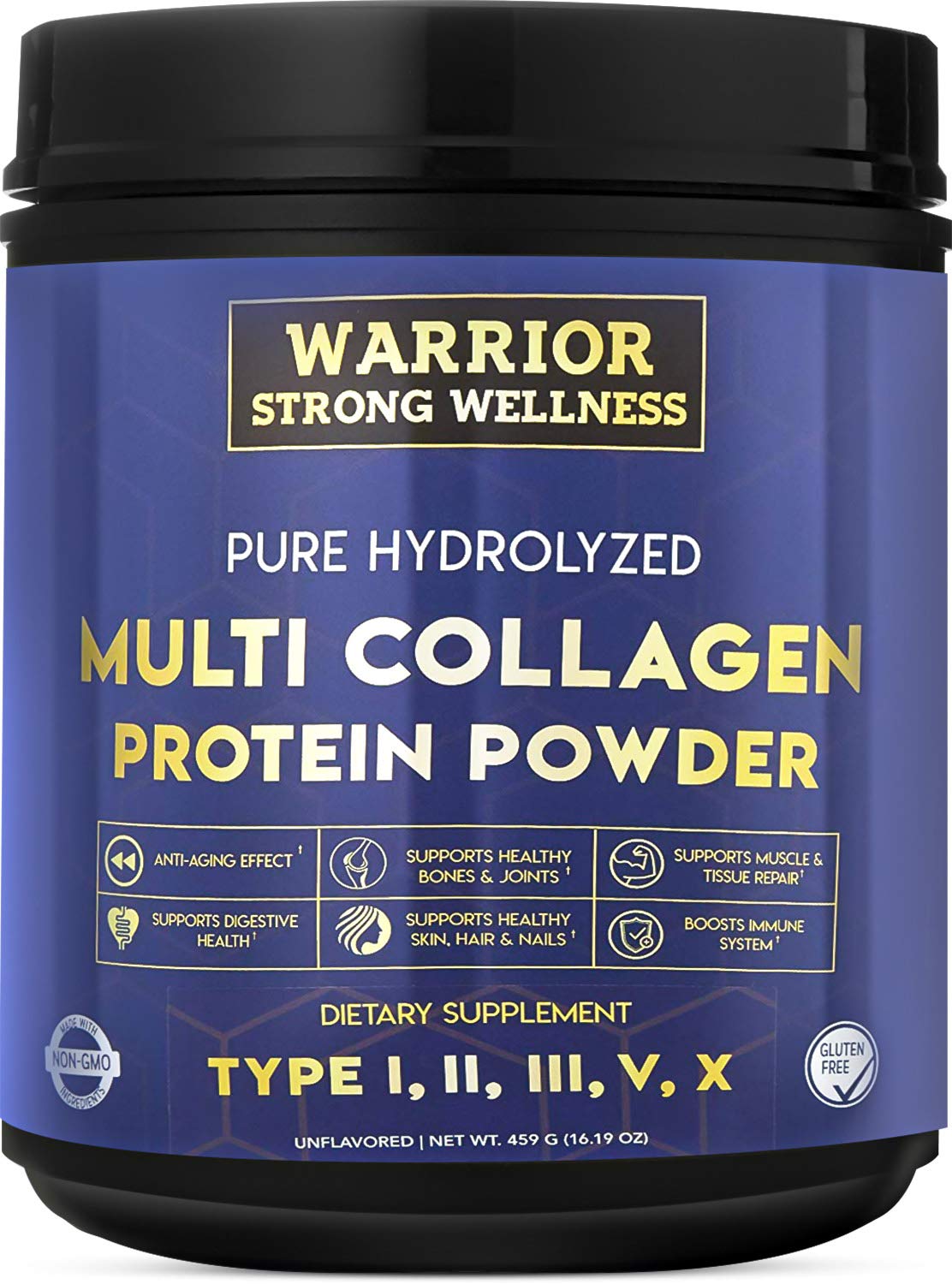 Warrior Strong Wellness frente del empaque mostrando la marca y la presentación, ideal para identificar el producto