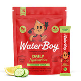 Waterboy frente del empaque Cucumber Citrus mostrando presentación y beneficios